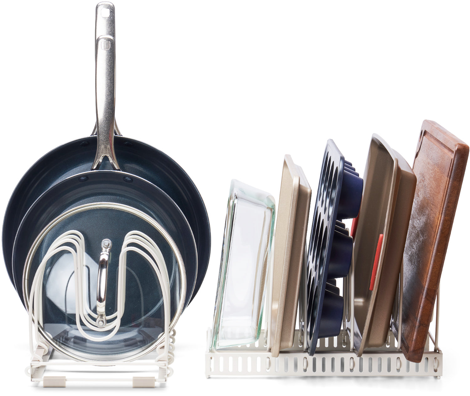 GeekDigg 8+ Pantry & Countertop Pot & Pan Organizer Rack, Adjustable &  Expandable for Cabinet, Silver